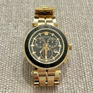 Versace Greca Chrono Gold & Black Watch